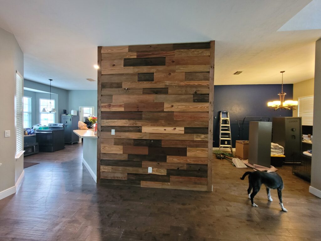 renovated hallway with dog