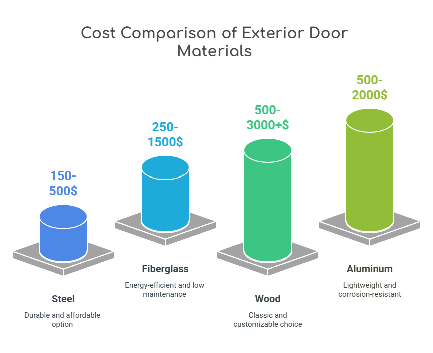 Infographic: Cost comparison chart for exterior door materials.