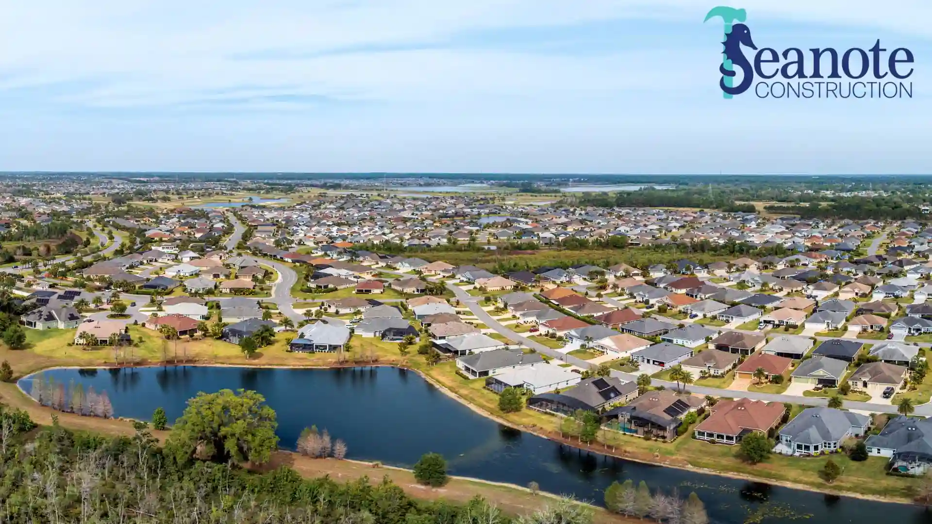 Aerial view of suburban neighborhood in ocala, florida